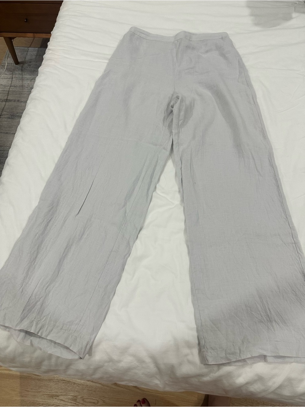Magaschoni Light Gray 100% linen-wide leg- Elastic Waist Pants
